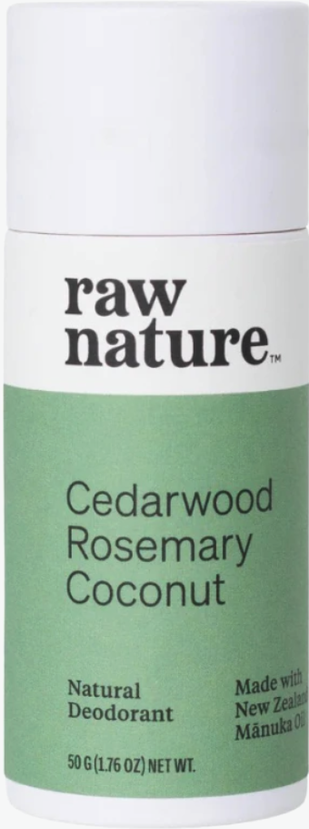 Raw Nature Natural Deodorant, přírodní deodorant, cedrové dřevo, rozmarýn a kokos, 50 g