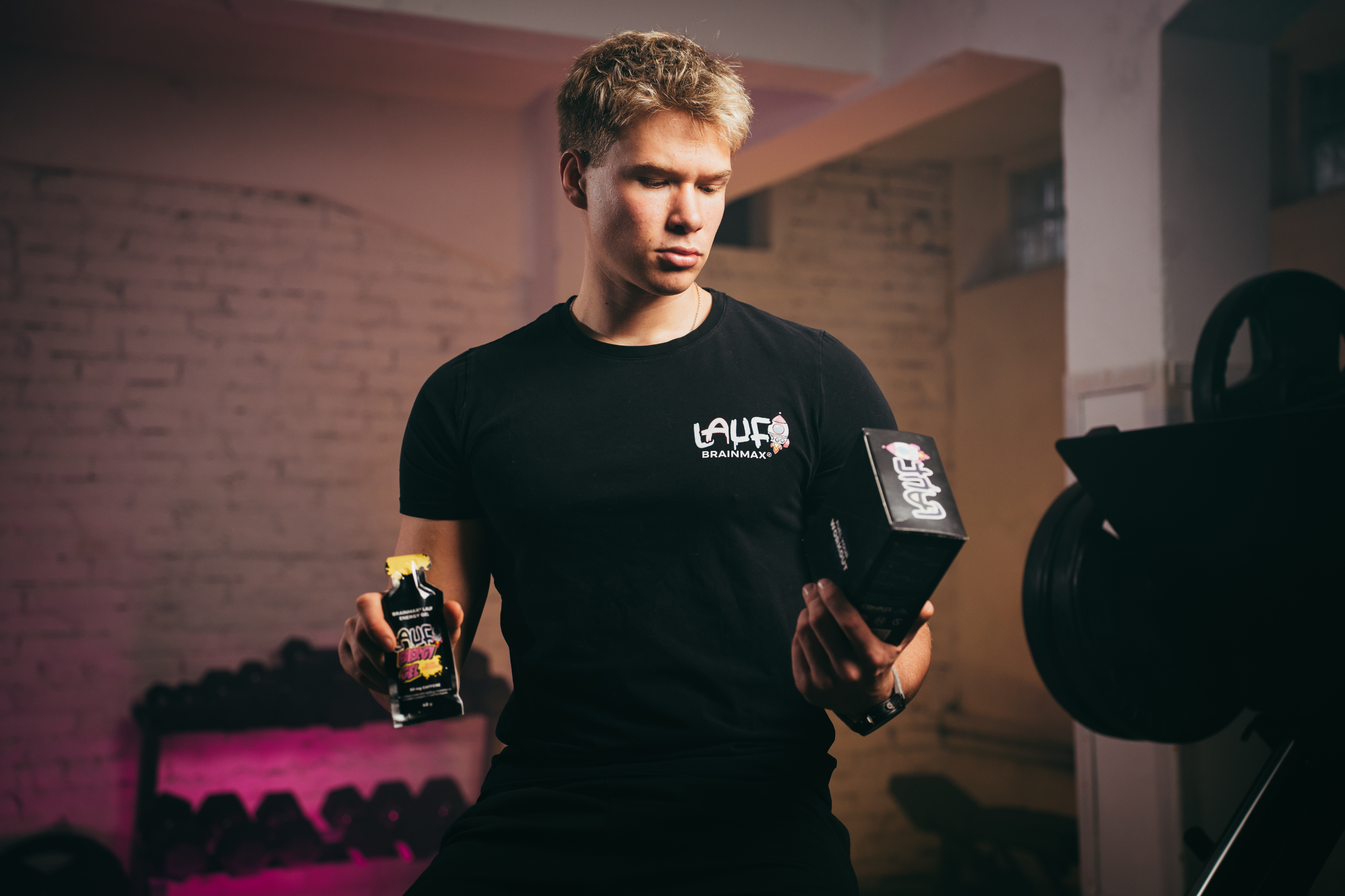 BrainMax LAUF Energy Gels Příchuť: Slaná jahoda bez kofeinu 40 g Obrázek