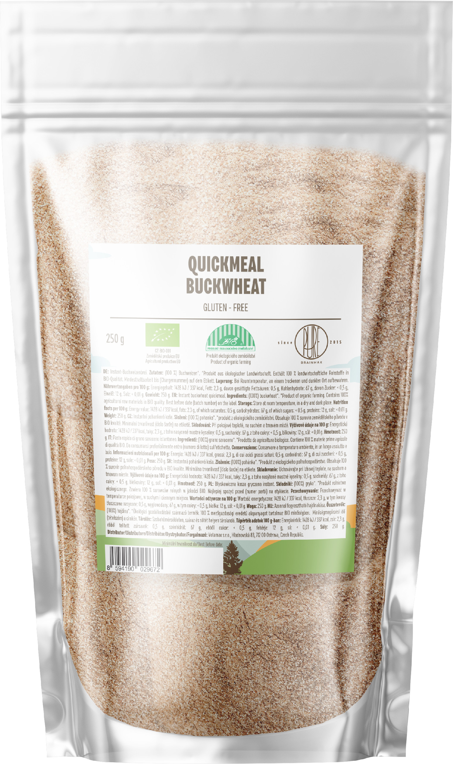 BrainMax Pure QuickMeal, Pohanková kaše, BIO, 250 g