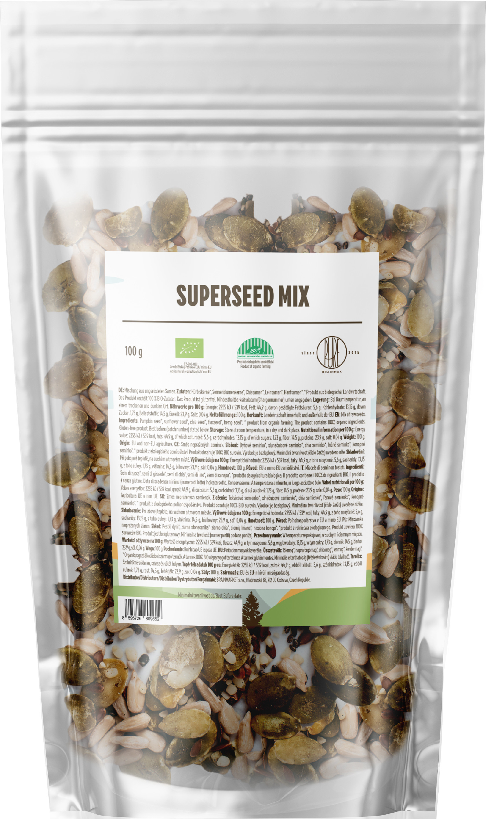 BrainMax Pure Superseed Mix, Mieszanka nasion, BIO, 100 g