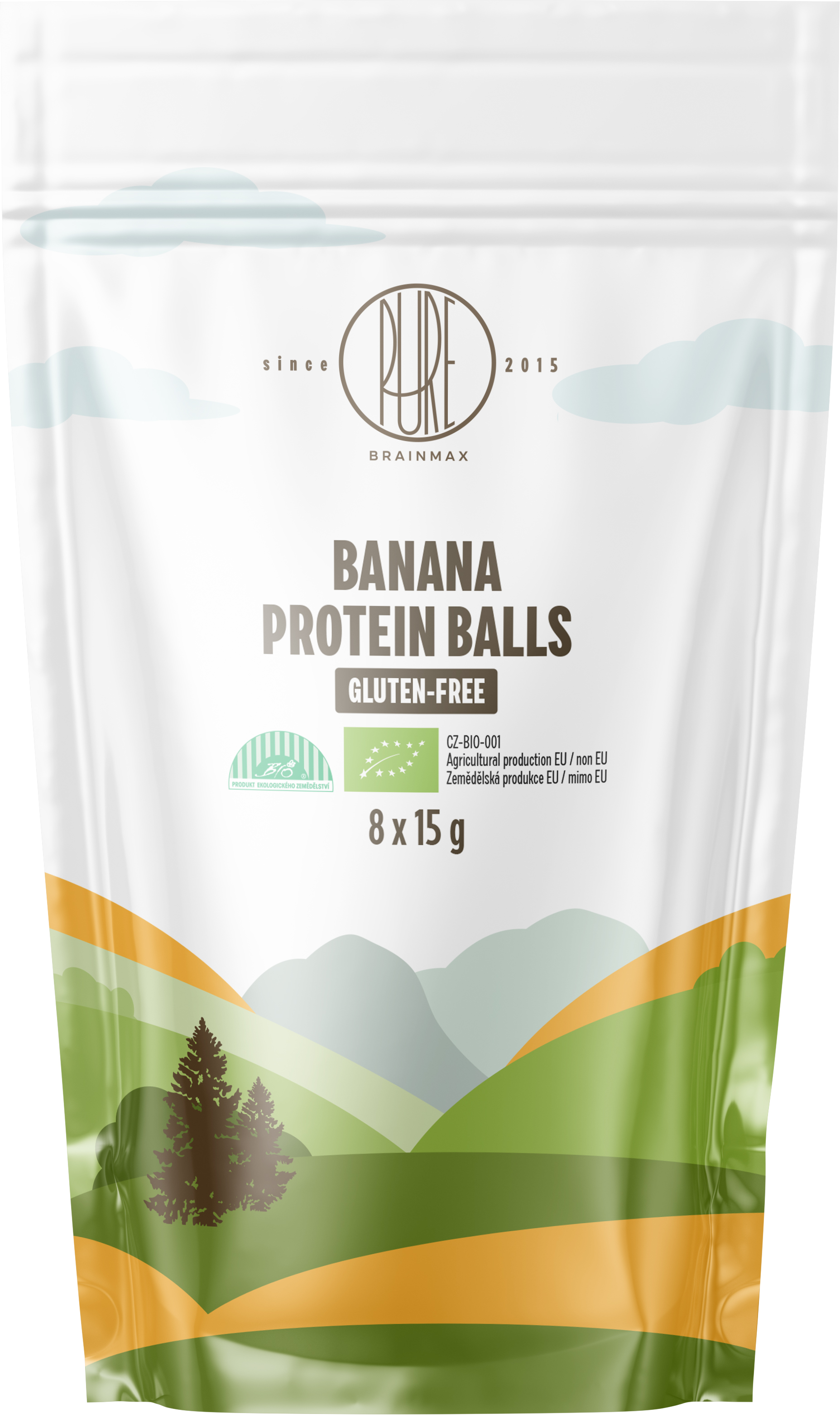 BrainMax Pure Protein Balls Banana, Proteinové kuličky, Banán, BIO, 8 ks Obrázek
