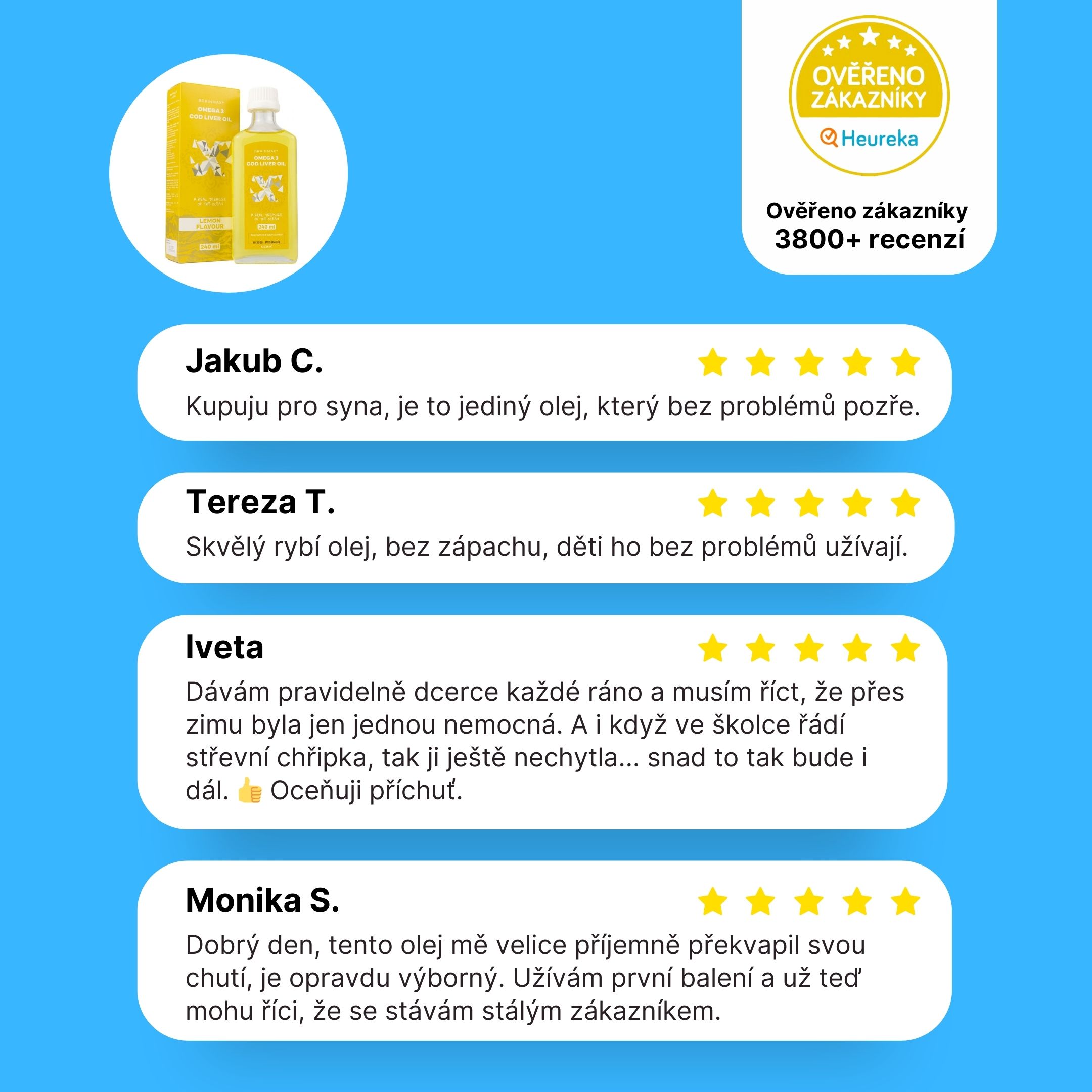 BrainMax Omega 3, Olej z tresčích jater, citrón, 240 ml Obrázek