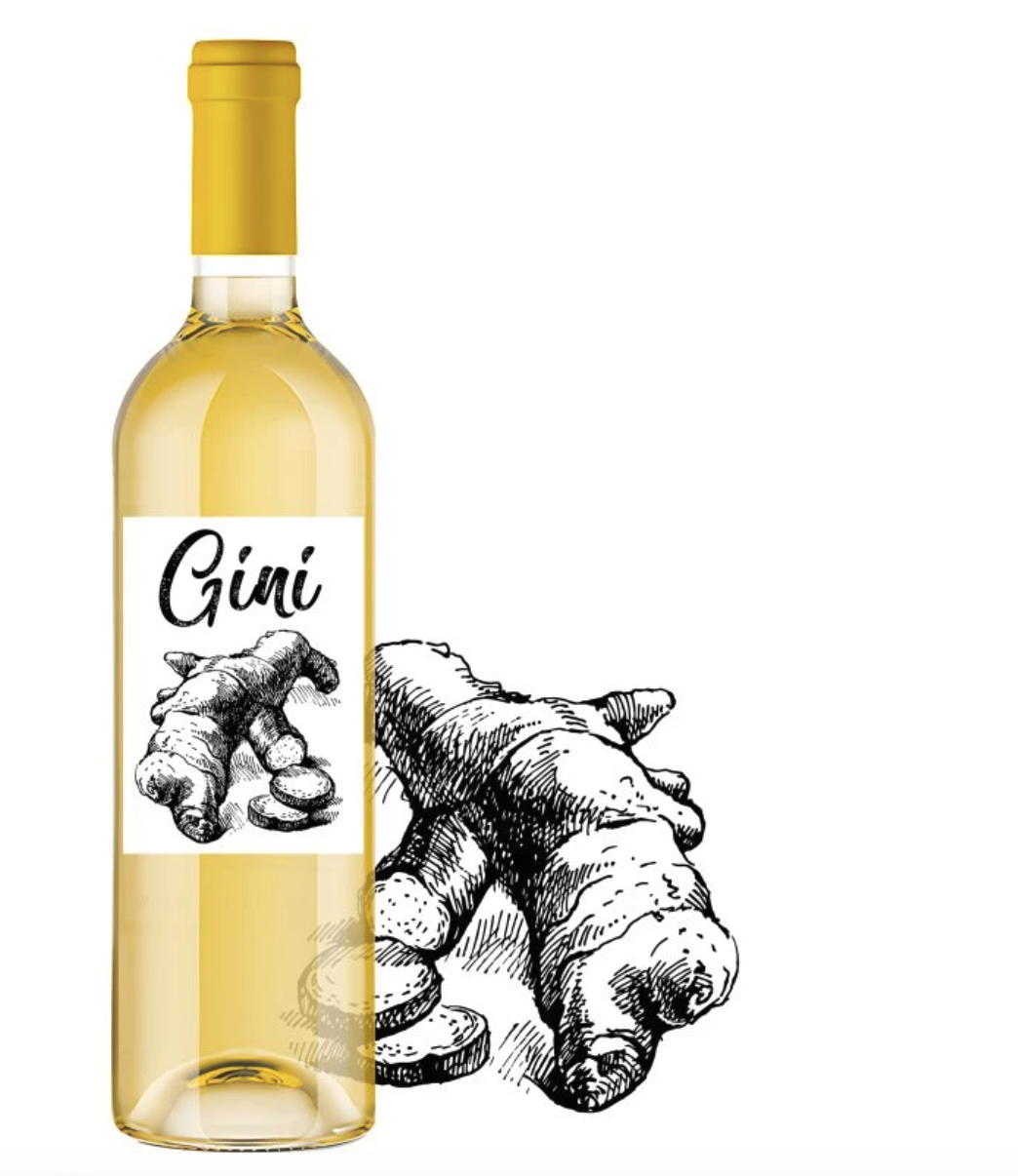 Rybízák Gini, ovocné víno z citrusů se zázvorem ve skle, 0,75 l