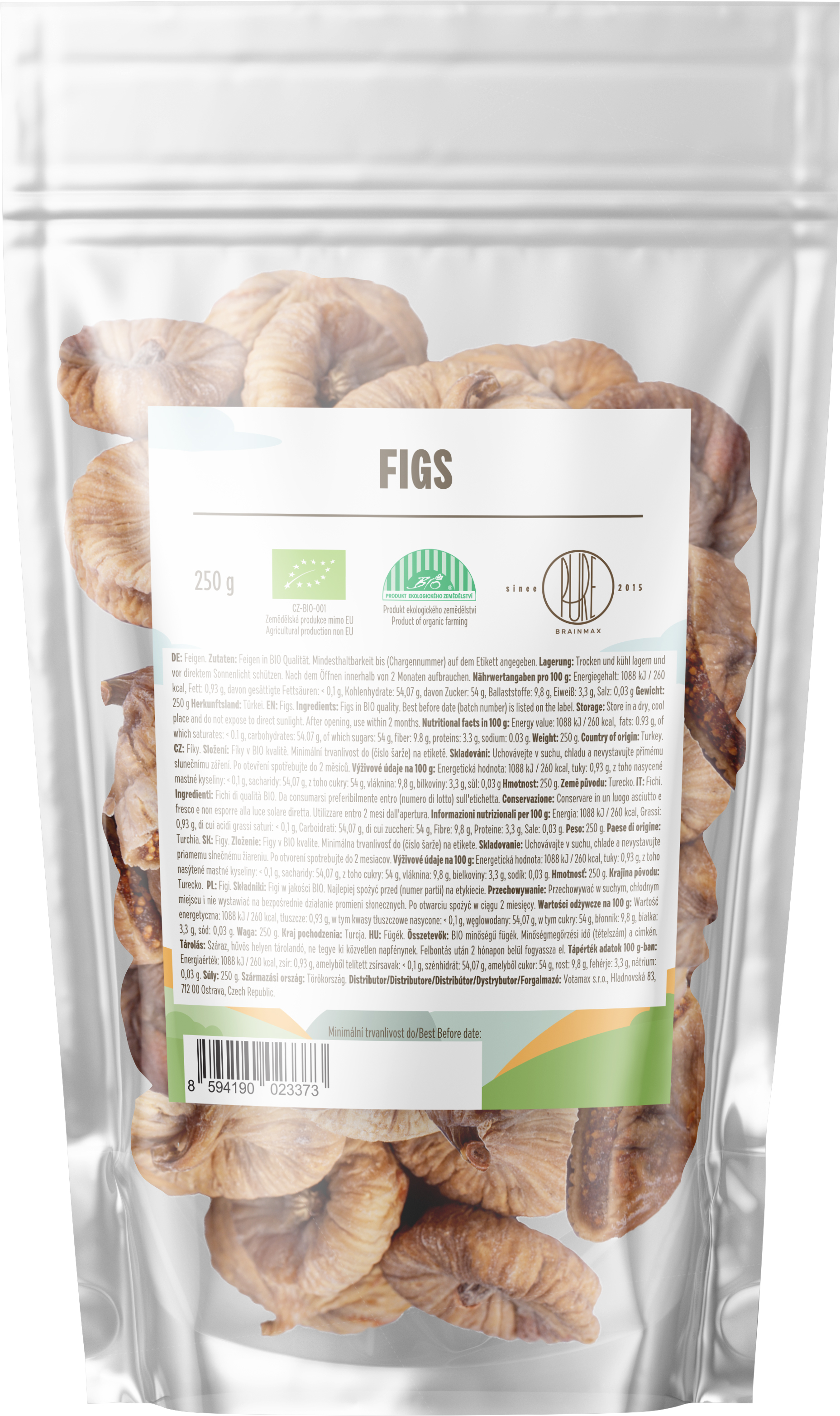 BrainMax Pure Fíky sušené - celé BIO, 250 g