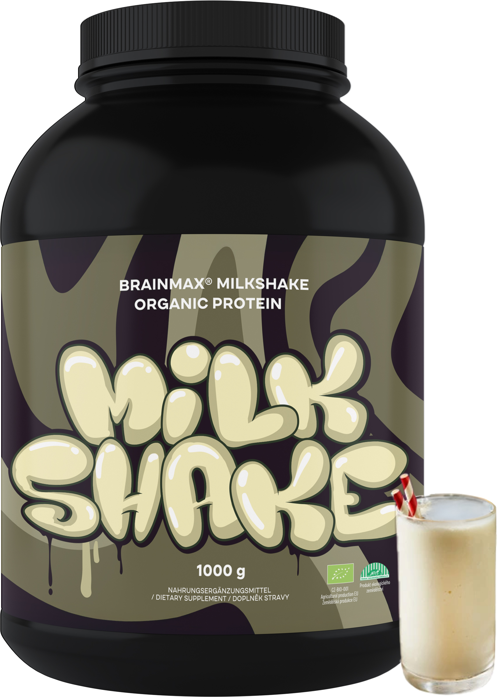BrainMax Milkshake Protein, bez příchutě, BIO, 1000 g Obrázek
