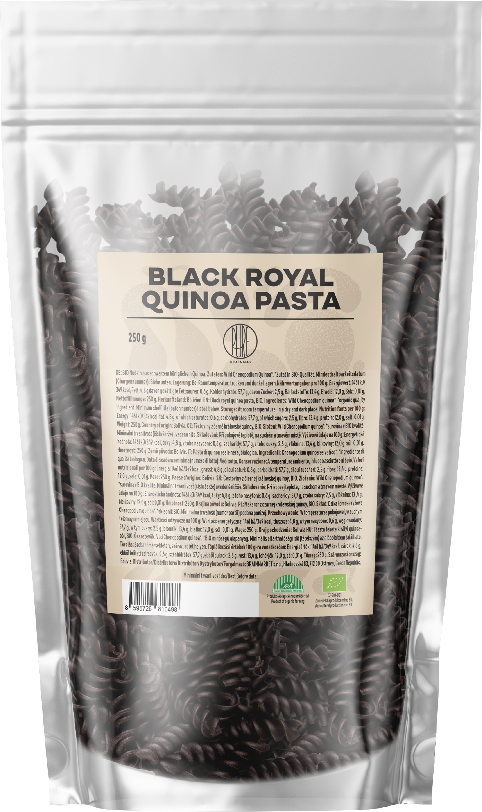 BrainMax Pure Těstoviny z černé královské quinoy, BIO, 250 g Obrázek