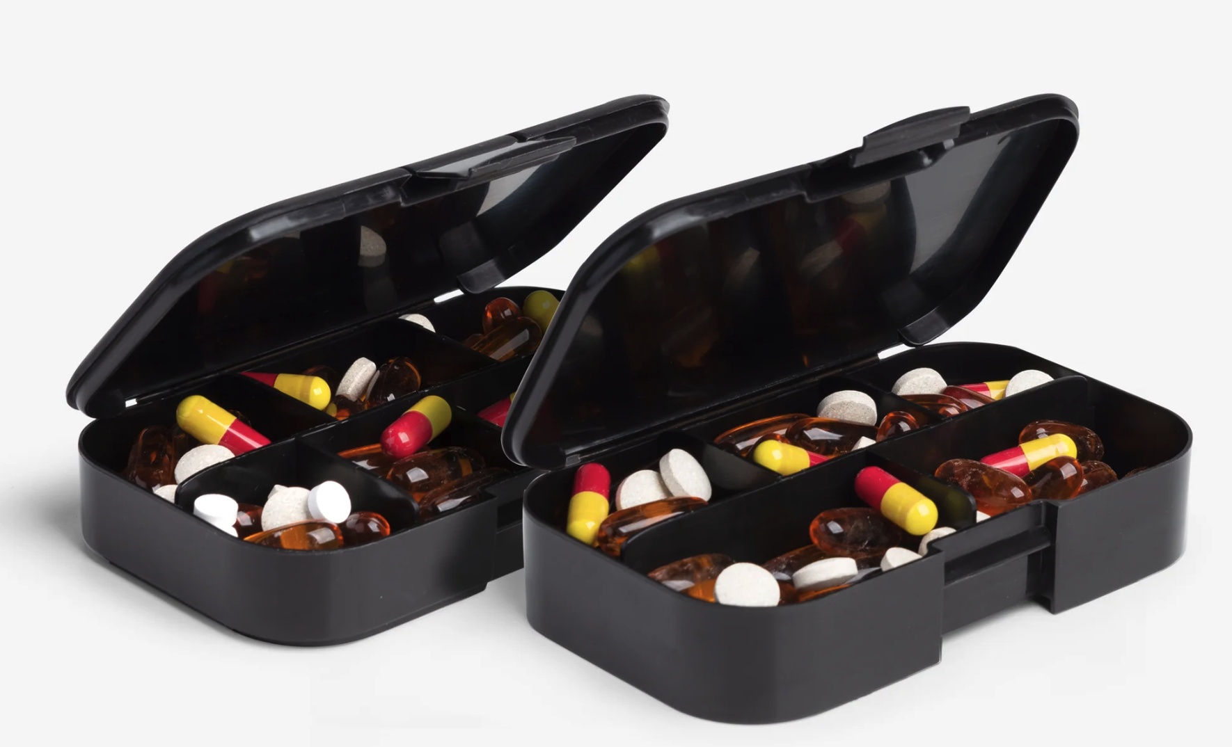 SmartShake Pill Box Organizer, set dvou zásobníků na kapsle, černý Obrázek