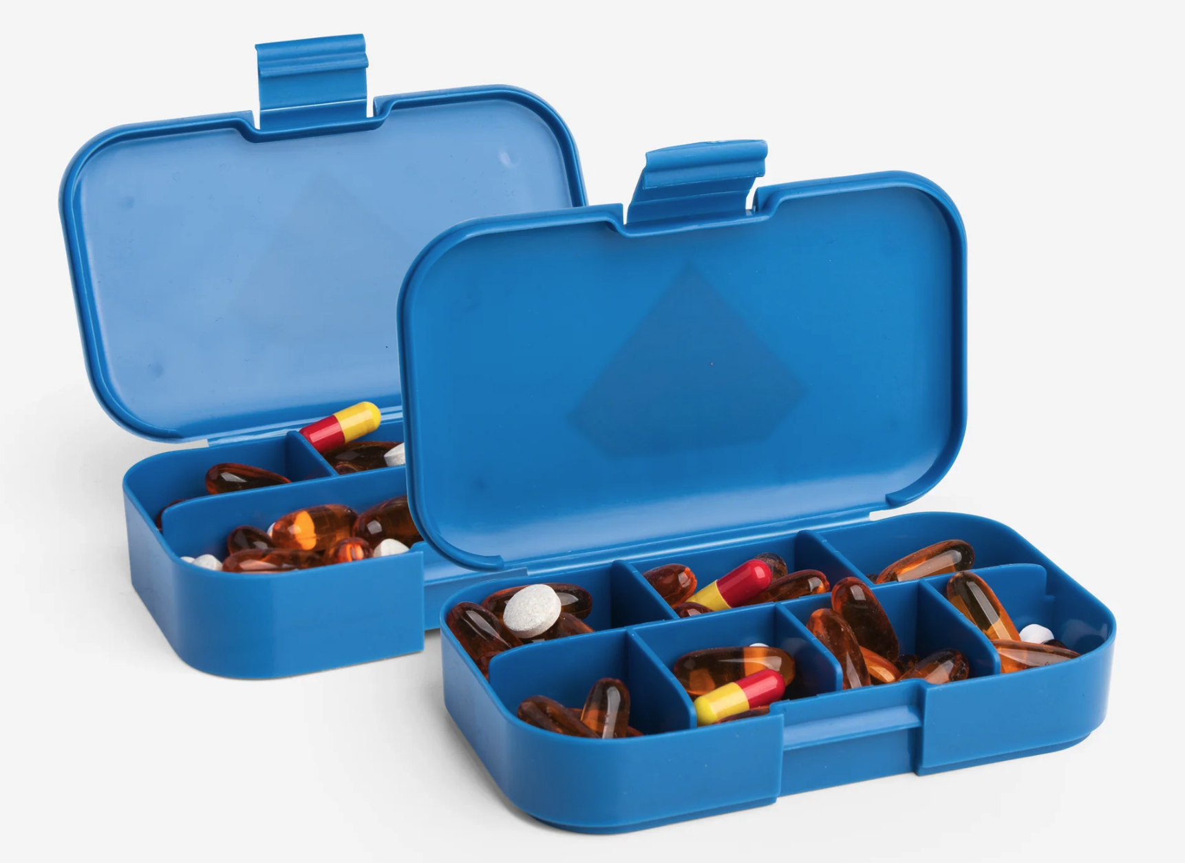 SmartShake Pill Box Organizer, set dvou zásobníků na kapsle, modrý s motivem Superman Obrázek