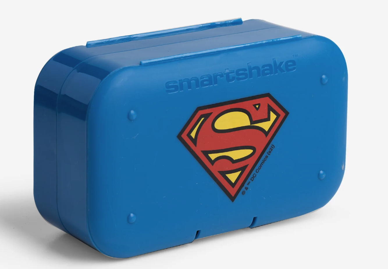 SmartShake Pill Box Organizer, set dvou zásobníků na kapsle, modrý s motivem Superman Obrázek