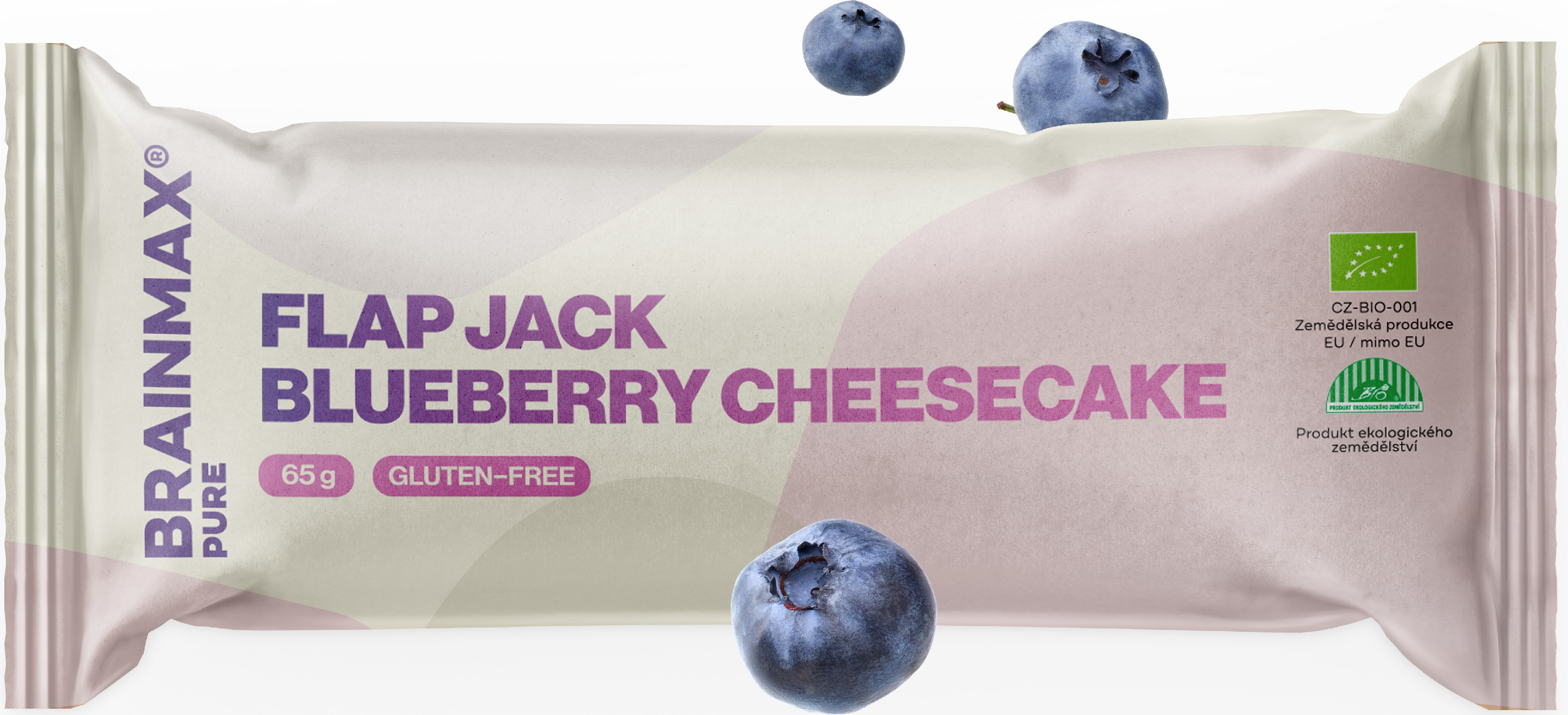 BrainMax Pure Flap Jack, Blueberry Cheseecake, BIO, 65 g Obrázek