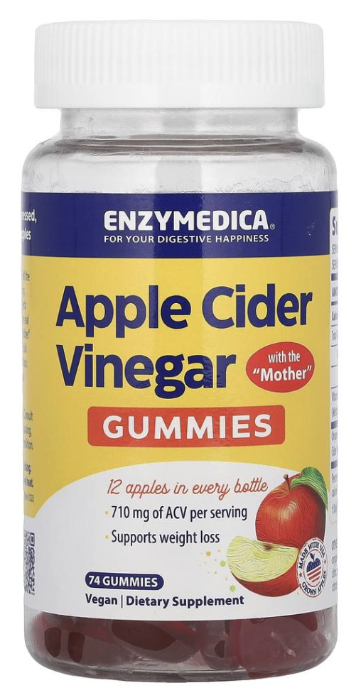 Enzymedica Apple Cider Vinegar Gummies, jablečný ocet, 74 gumových bonbónů Obrázek