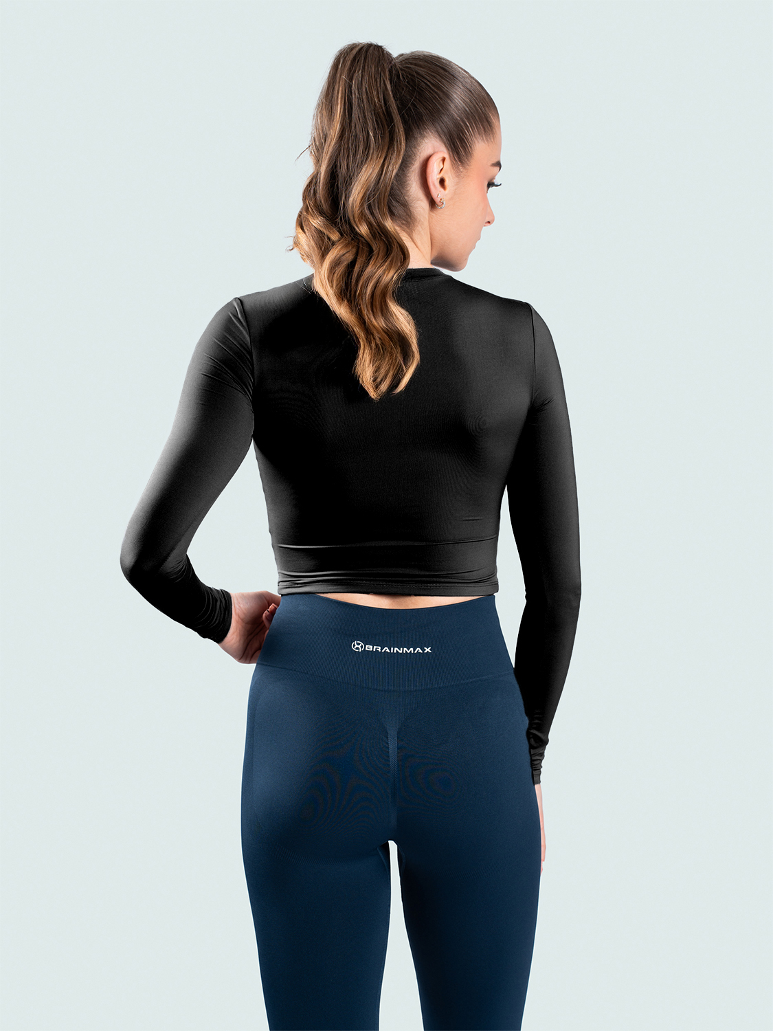 BrainMax dámský crop top s dlouhým rukávem, černý Velikost: M Obrázek