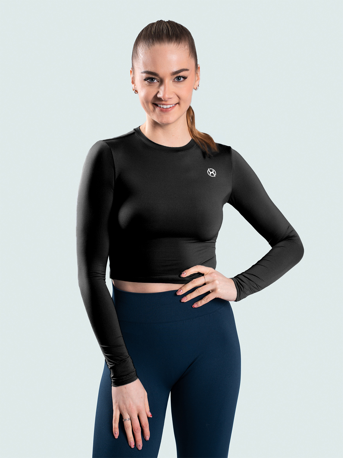 BrainMax dámský crop top s dlouhým rukávem, černý Velikost: M Obrázek