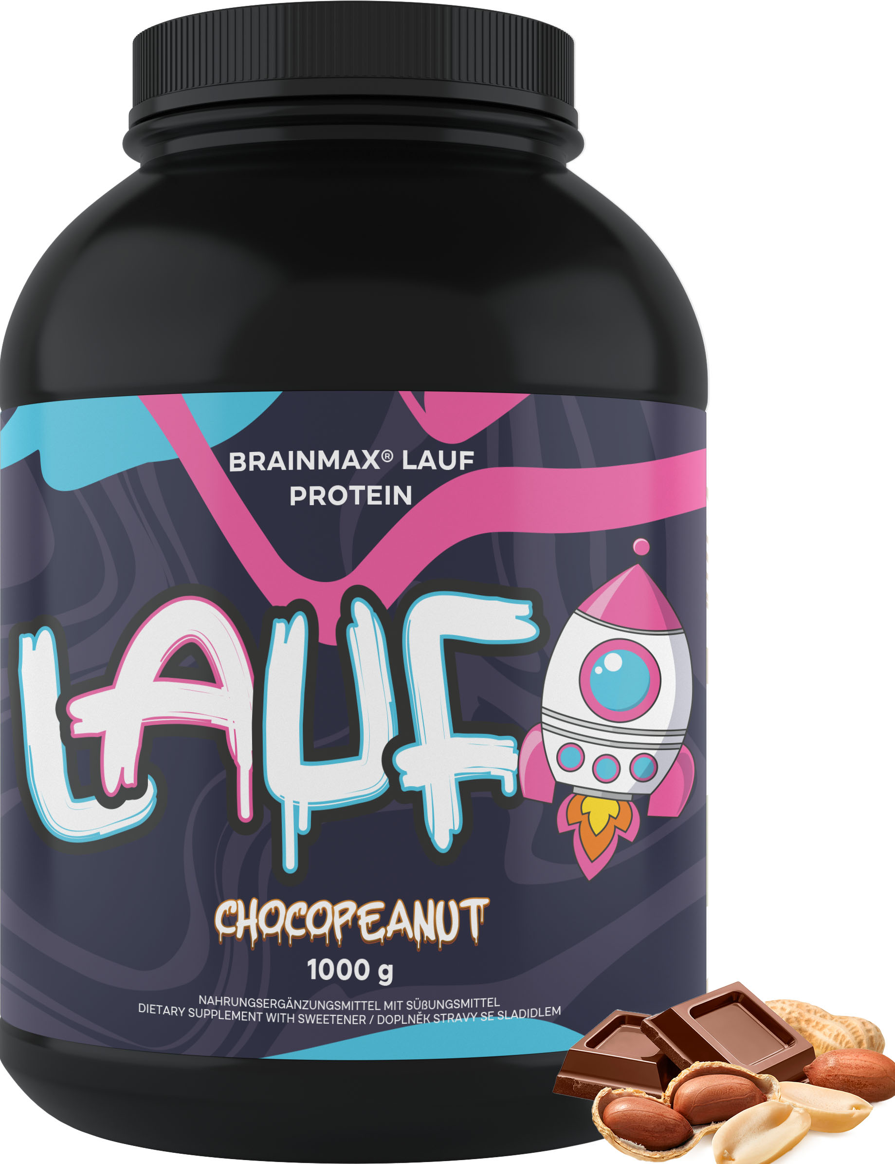 BrainMax Lauf Protein, natywne białko serwatki, 1000 g Smak: Czekolada Obraz