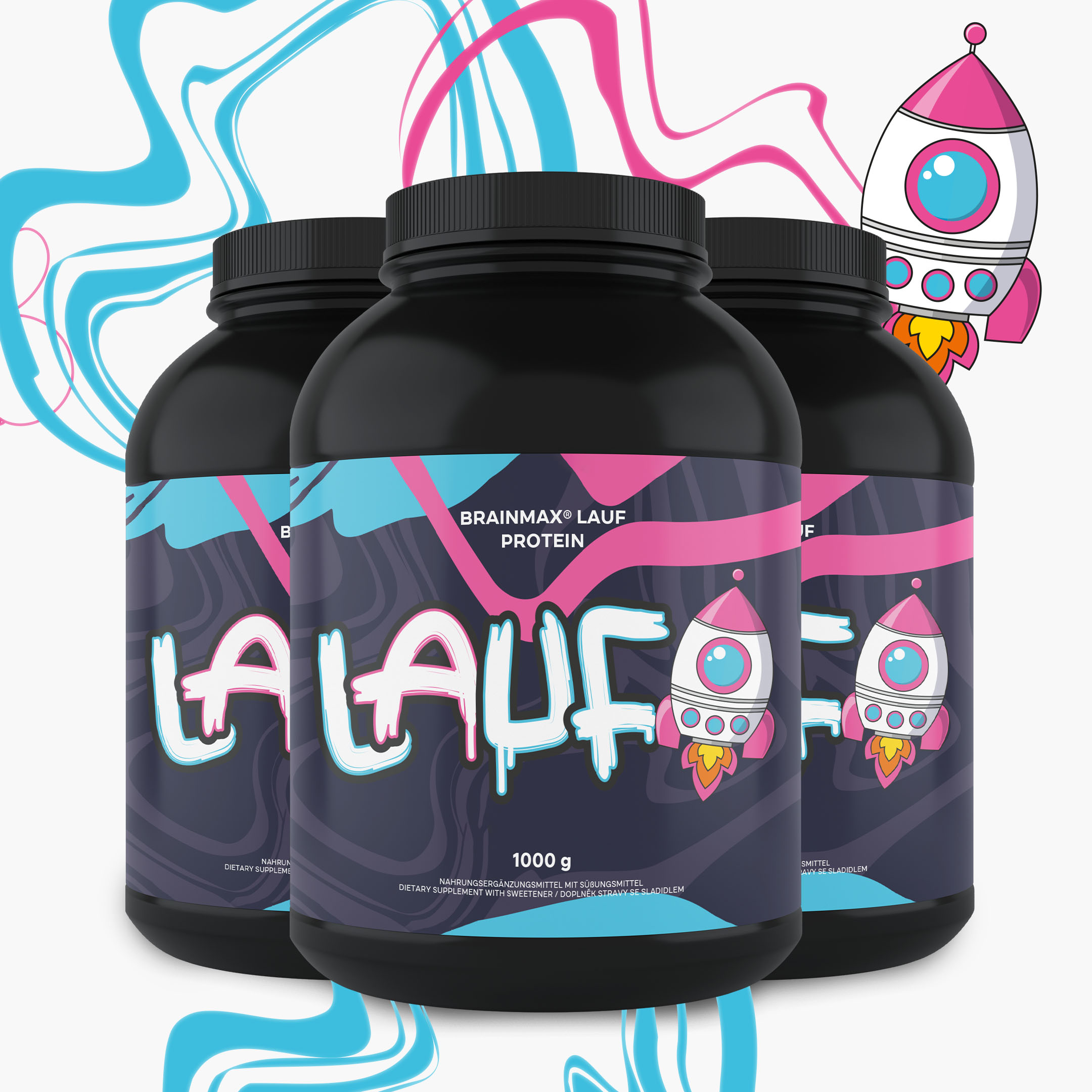 BrainMax Lauf Protein, natywne białko serwatki, 1000 g Smak: Czekolada Obraz