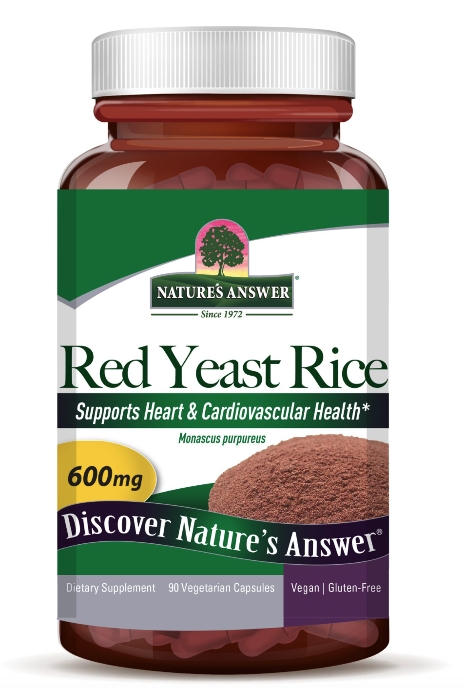 Nature's Answer Red Yeast Rice, červená kvasnicová rýže, extrakt, 600 mg, 90 kapslí