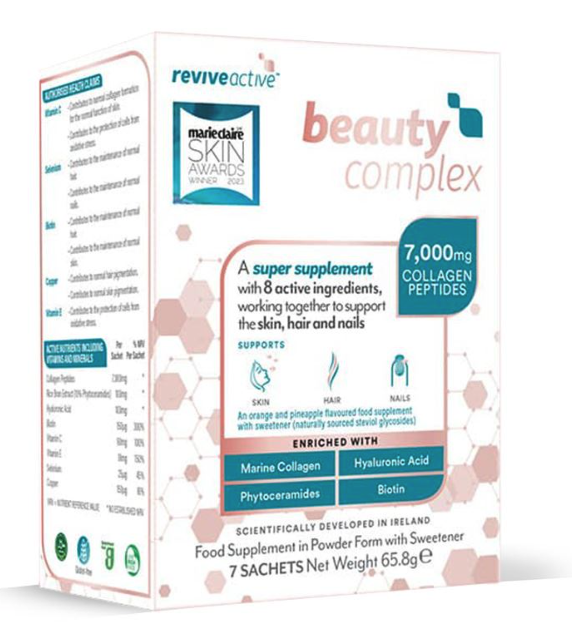 Revive Active Beauty Complex, podpora pro vlasy, kůži a nehty, pomeranč a ananas, 7 sáčků
