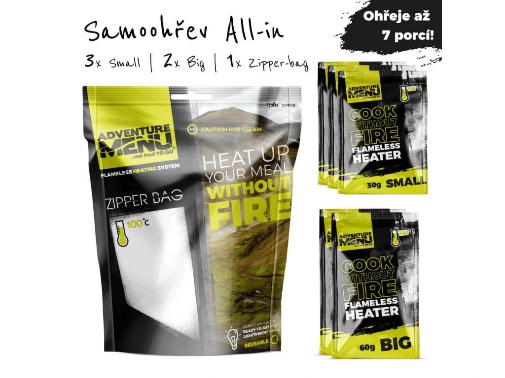 Adventure Menu - Samoohřevný SET 3x30 g + 2x60 g + Zipper bag