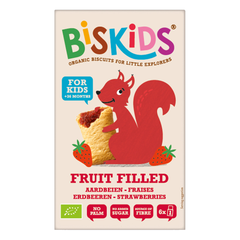 BISkids měkké dětské sušenky s jahodovým pyré, 120 g