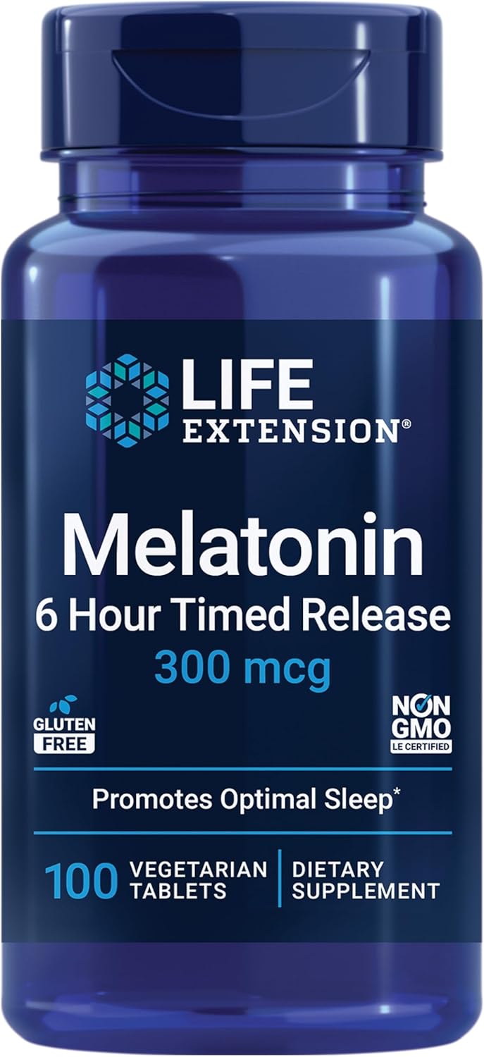Life Extension Melatonin 6 Hour Timed Release, melatonin s časovým uvolňováním, 100 rostlinných tablet