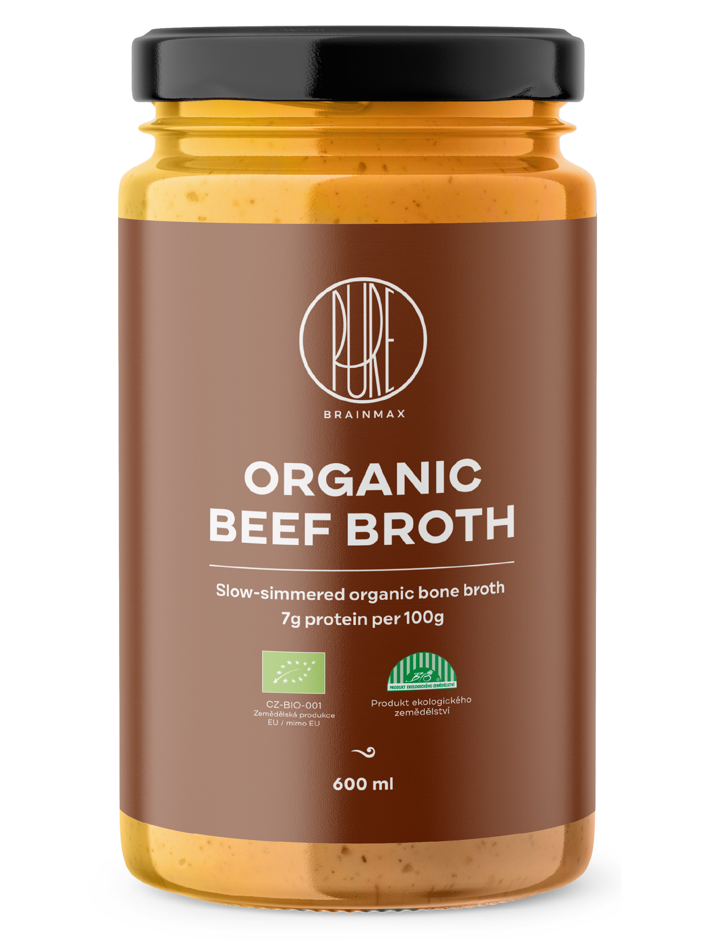 BrainMax Pure Hovězí vývar ve sklenici, BIO, 600 ml