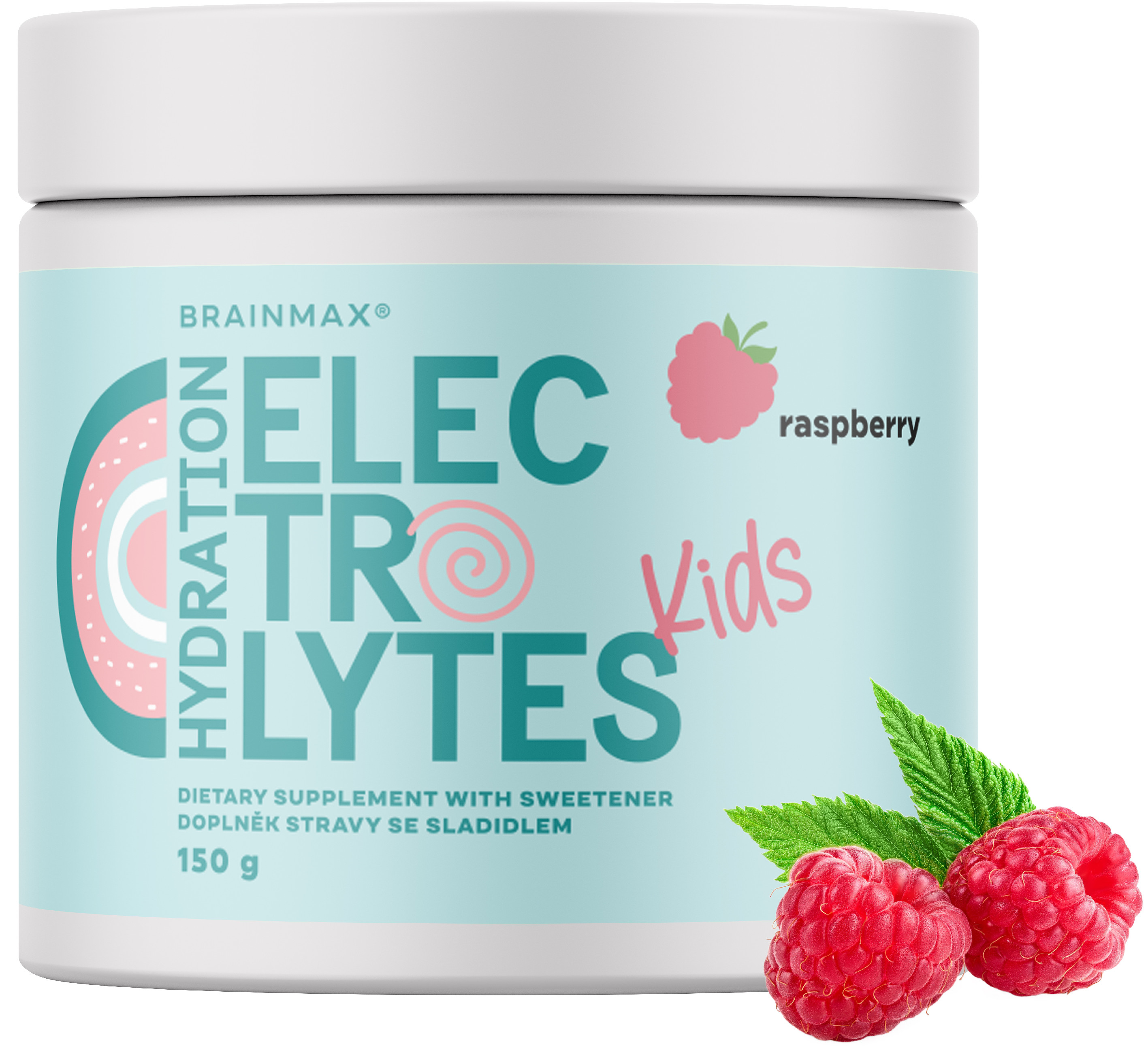 BrainMax KIDS Hydratační elektrolyty, Malina, 150 g
