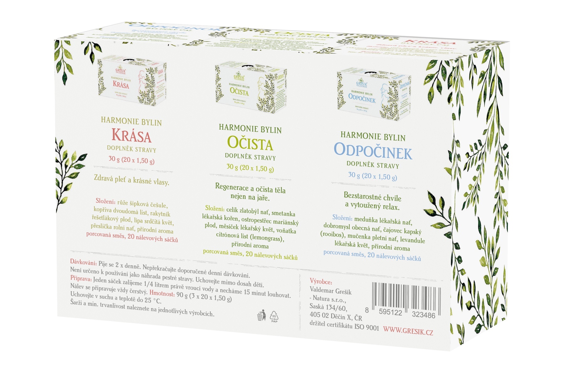 Grešík Dárkové trio Harmonie bylin 60 sáčků Obrázek