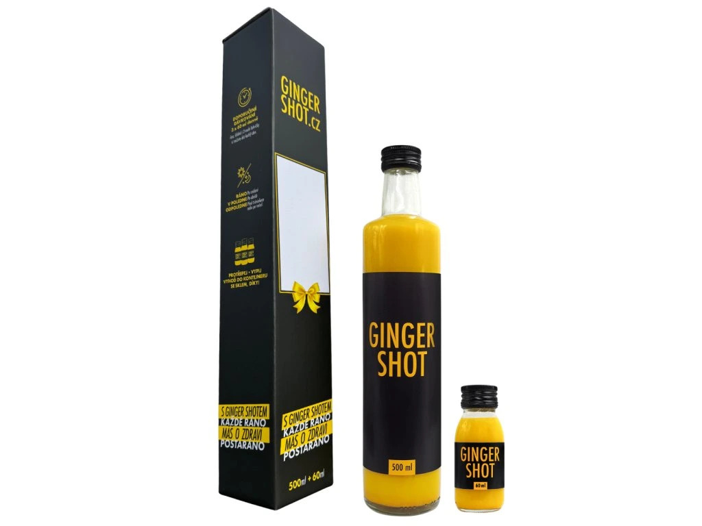 Ginger Shot v dárkové krabičce, 1x 500 ml + 1x 60 ml