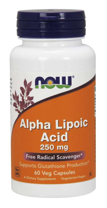 Now® Foods NOW Alpha Lipoic Acid (Kyselina Alfa Lipoová), 250 mg, 60 rostlinných kapslí Obrázek