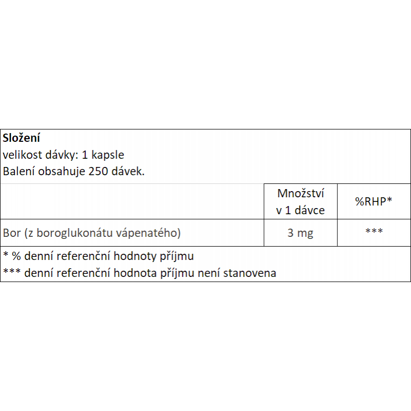 Now® Foods NOW Boron (bor), 3 mg, 250 kapslí Obrázek