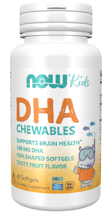 Now® Foods NOW DHA Kids Chewable (Omega-3), 100 mg, 60 žvýkacích kapslí Obrázek