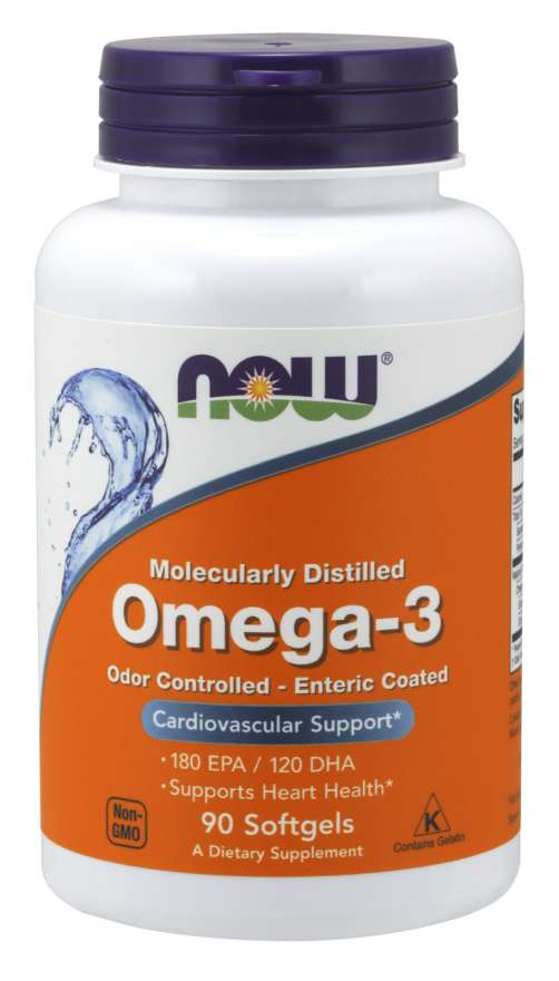 Now® Foods NOW Omega-3 enteric coated, molekulárně destilované a enterosolventní kapsle, 90 softgelových kapslí Obrázek