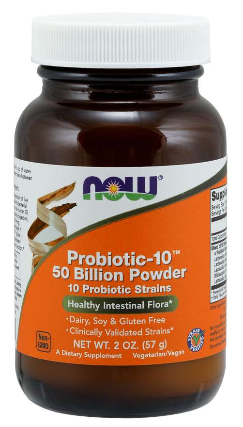 Now® Foods NOW Probiotic-10, probiotika, 50 miliard CFU, 10 kmenů, 57g Obrázek