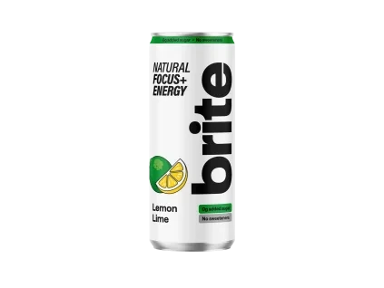 Brite Natural Energy Drink Lemon Lime, bevanda energetica gassata, lime e limone, 330 ml
