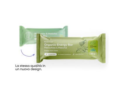 BrainMax® Organic Energy Bar, Pistachios & Matcha, 50 g  Barretta energetica al cioccolato bianco / Certificato *CZ-BIO-001