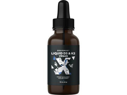 BrainMax Vegan Liquid D3 & K2, 30 ml  Vitamine per ossa, denti, muscoli e immunità con MCT per l'assorbimento, 41 dosi, integratore alimentare