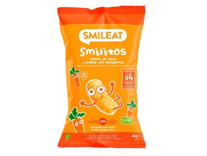 SMILEAT BIO kukuricne krupky oves mrkev s panenskym olivovym olejem a vitaminem B1 8M+ 4x12g