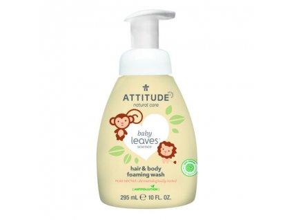 10514 1 attitude detska myci pena 2v1 baby leaves s vuni hruskove stavy 295ml