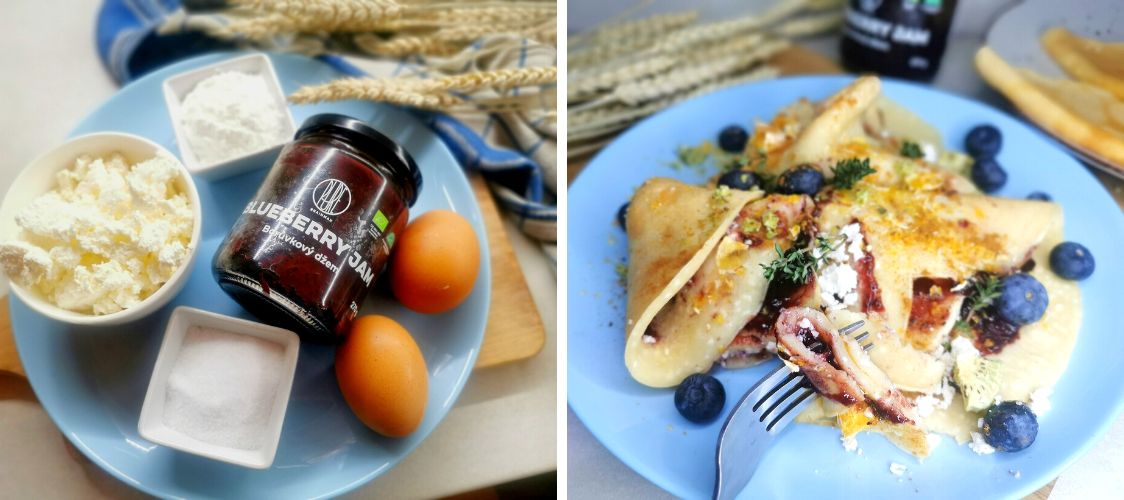 Naleśniki z ciasta twarogowego pełnione dżemem