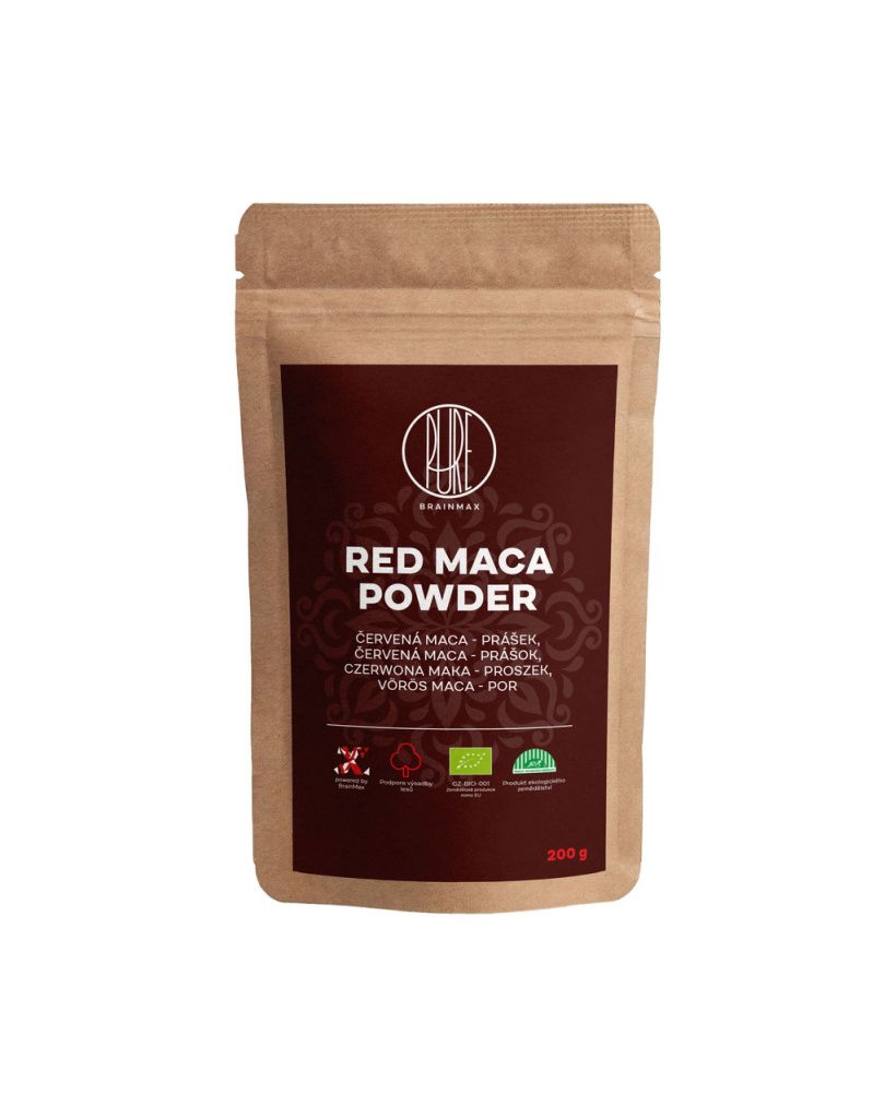 Порошок красной маки BrainMax Pure Red Maca Powder, органический, 200 г