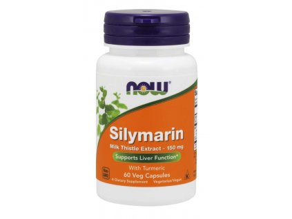 NOW Silymarin with Turmeric (extrakt z ostropestřce s kurkumou), 150 mg, 60 rostlinných kapslí