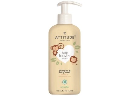 10517 attitude detske telove mydlo a sampon 2v1 baby leaves s vuni hruskove stavy 473ml