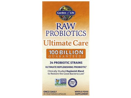 Garden of Life RAW Probiotyki COOL, Ultimate Care, 100 miliardów CFU, 34 szczepy probiotyczne, 30 kapsułek roślinnych