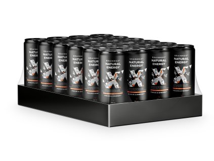 BrainMax Natural Energy, napój energetyczny, brzoskwinia, marakuja, 20x250 ml  Gazowany napój energetyczny, wspomagający sprawność umysłową i fizyczną, suplement diety, 250 ml