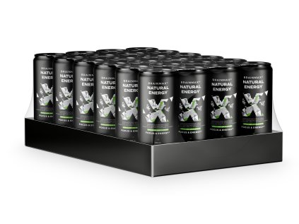 BrainMax Natural Energy, napój energetyczny, jabłko, limonka, 20x250 ml  Gazowany napój energetyczny, wspomagający sprawność umysłową i fizyczną, suplement diety, 250 ml