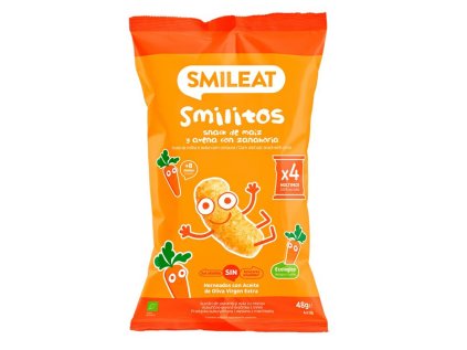 SMILEAT BIO kukuricne krupky oves mrkev s panenskym olivovym olejem a vitaminem B1 8M+ 4x12g