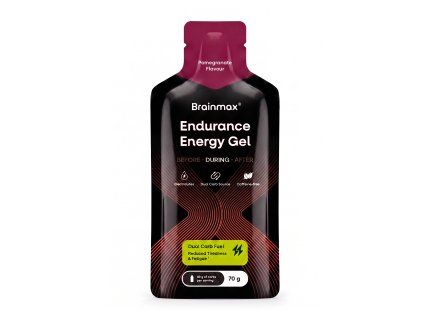 BrainMax® Endurance Energy Gel, Granat, 70 g  Energetyczny żel bez kofeiny, 40 g węglowodanów i tylko 19,8 g cukrów, suplement diety