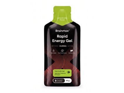 BrainMax® Rapid Energy Gel, Lemon & Lime, 65 g  Żel energetyczny z magnezem i witaminą B6, bez kofeiny, suplement diety