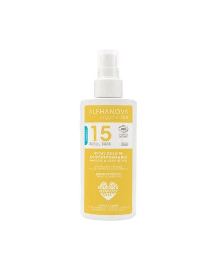 Alphanova - Spray przeciwsłoneczny SPF 15 BIO, 125 ml