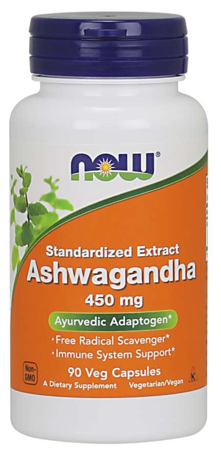 NOW Ekstrakt Ashwagandha, 450 mg, 90 kapsułek roślinnych